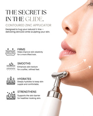 PrettySkin Lamelin PH skincare treatment featuring a contoured zinc applicator designed for targeted facial care.