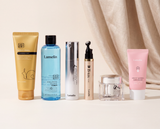 Lamelin and Bioxx skincare collection featuring Gold Skin Peptide Serum, Hyaluvection Tower, Bioxx serum, and Lamelin creams and moisturizers.